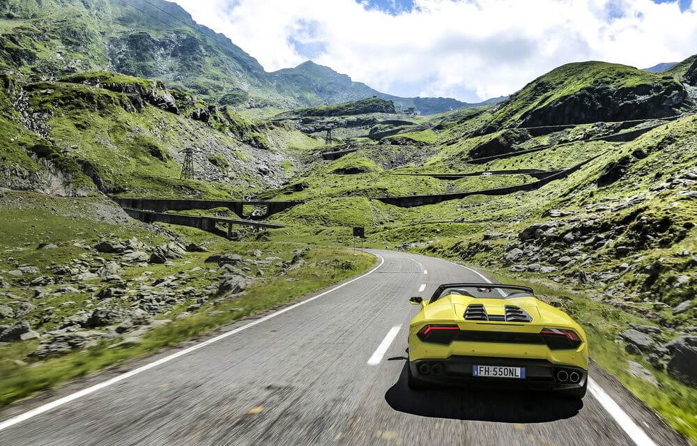 Lamborghini on Transfagarasan Romania Scenic Road