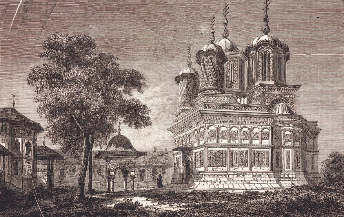 Cathedral Curtea de Arges Litography