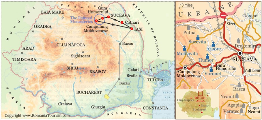 Map of Bucovina region in noertwestern Romania
